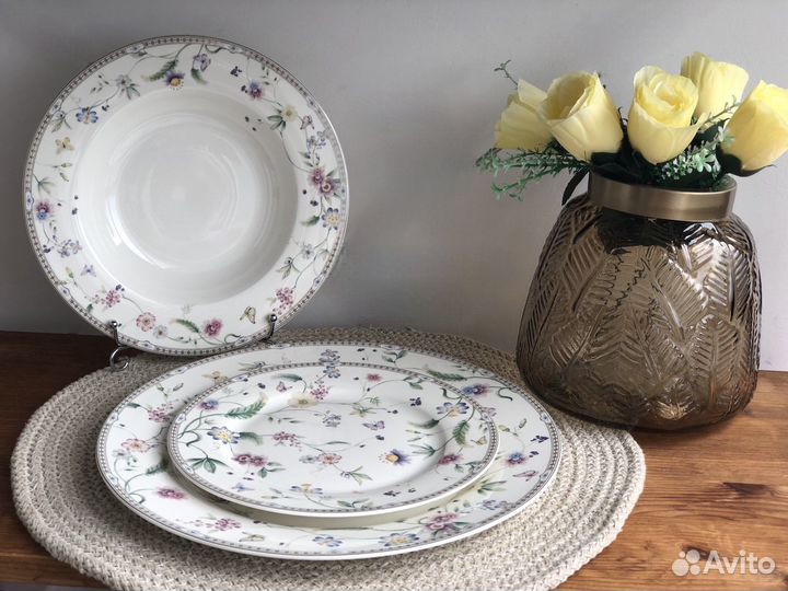 Набор посуды сервиз из фарфора цветы 6 персон