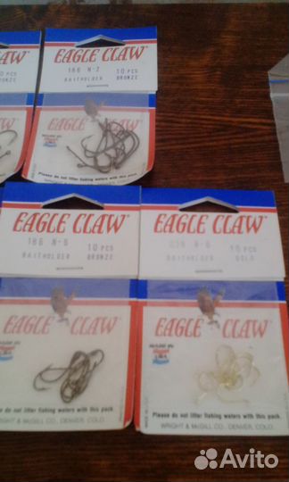 Рыболовные крючки Eagle Claw и Mustad