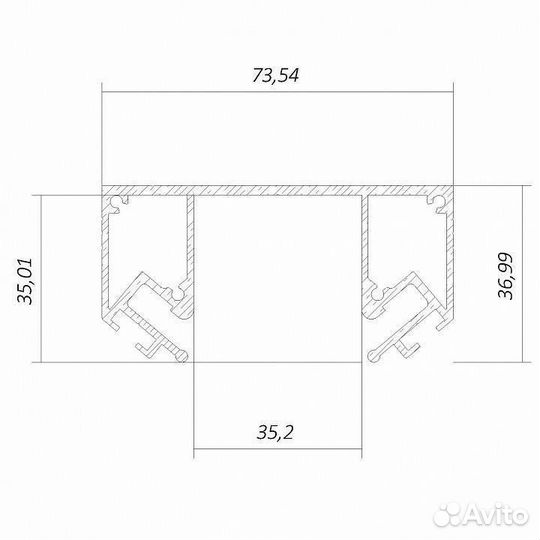 Профиль-держатель встраиваемый 6063 line3535 STC 0213403