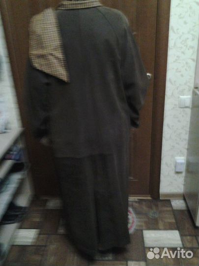 Теплый кожаный женский плащ