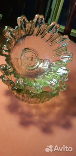 Цветная конфетница, винтажное стекло СССР