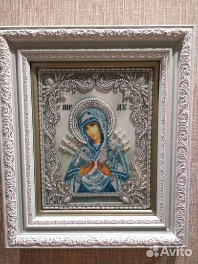 Икона семистрельная вышитая бисером