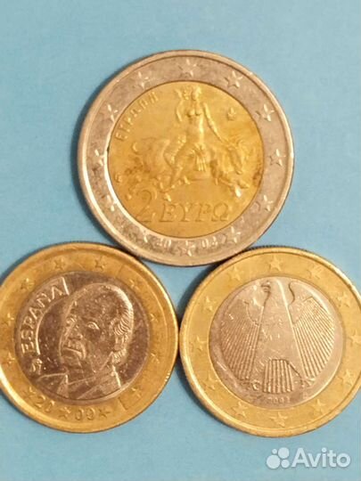 Монеты 2евра и 1 евро