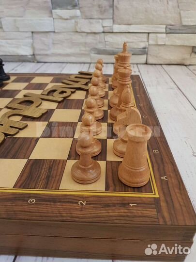 Шахматный ларец Турнирный бук, 40мм с фигурами бук