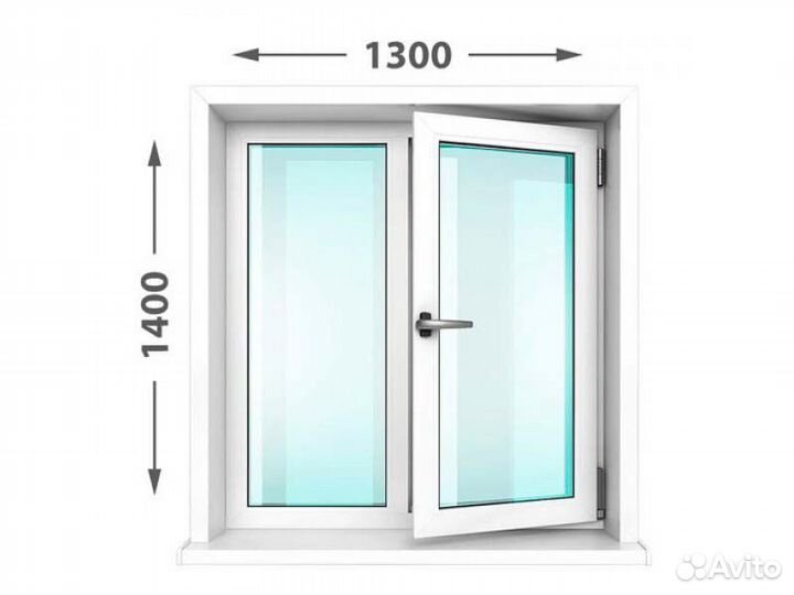 Окно пвх 5и камерное 1300х1400