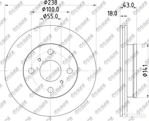 Диск тормозной TG-43512-16070/RN1097V*tiguar п