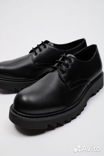 Zara кожаные туфли на платформе