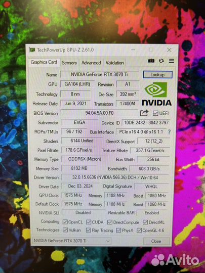 Видеокарта rtx 3070Ti 8Gb