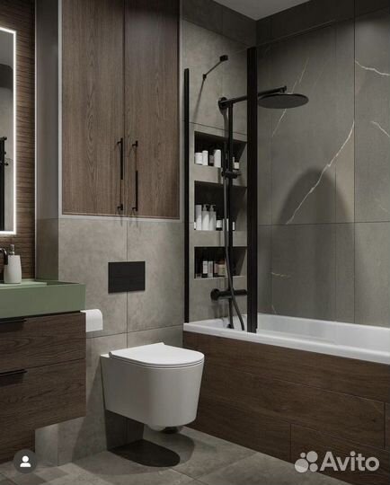 Ремонт Ванной и Туалета, Плиточные Работы, Укладка