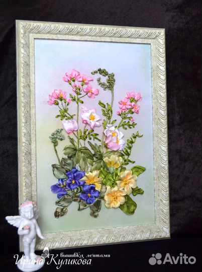 Картина вышитая лентами