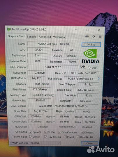 Видеокарта rtx 3060