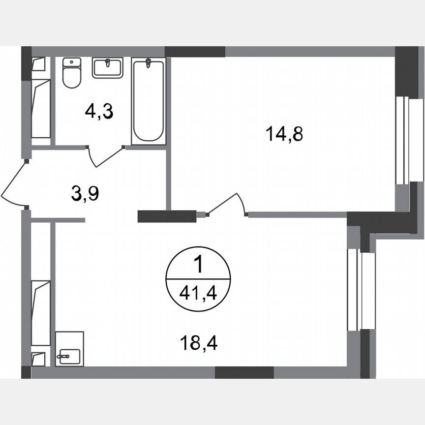 1-к. квартира, 41,4 м², 10/20 эт.