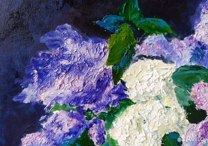 Картина с цветами Букет сирени в раме