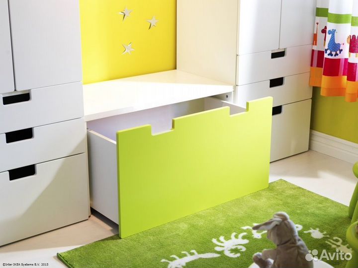 Икеа шкаф и стол скамья с ящиком детская мебель