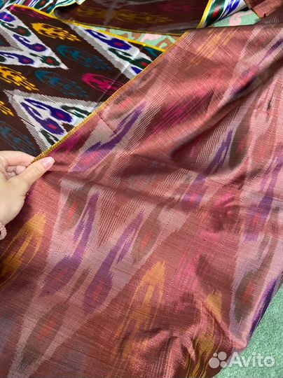 Узбекский винтажный шелковый икат Хан атлас