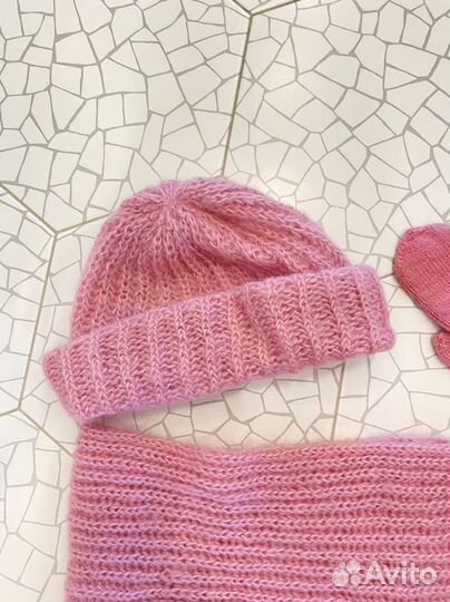 Комплект шапка, снуд и варежки