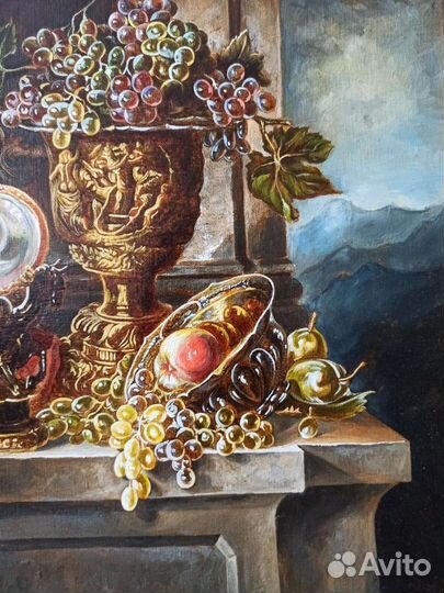 Картина копия натюрморт 19 века Бруно Эйр, 55х45