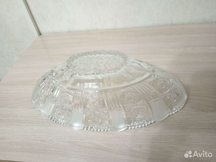 Большой хрустальный салатник СССР