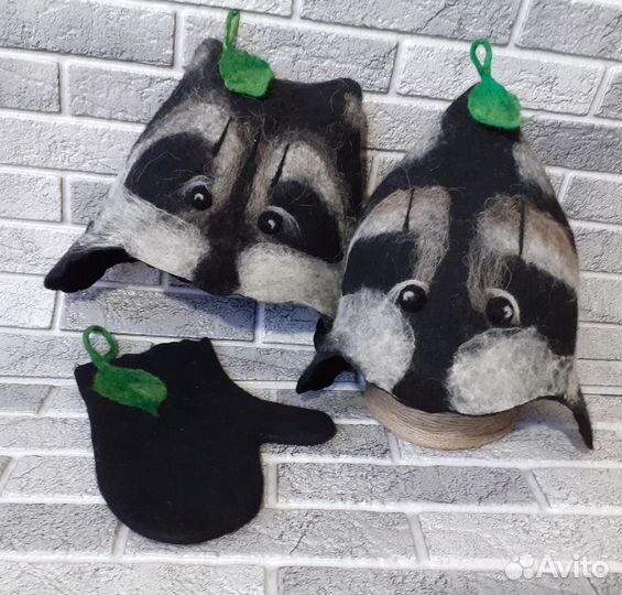 Шапка и рукавица банная