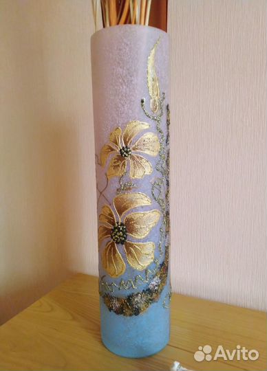 Ваза высокая стекло Неман Беларусь. Сухоцветы IKEA