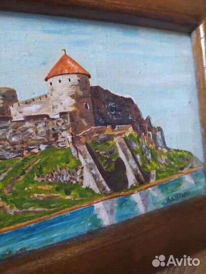 Картина масло, оргалит, багет массив дерева