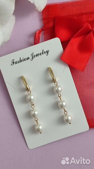 Серьги с натуральным жемчугом