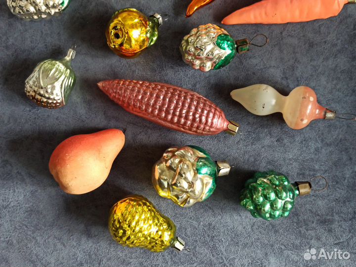 Елочные игрушки СССР овощи фрукты