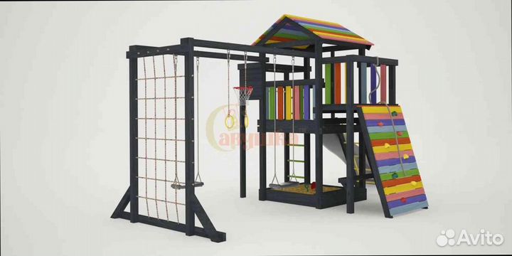 Детские площадки домики качели горка