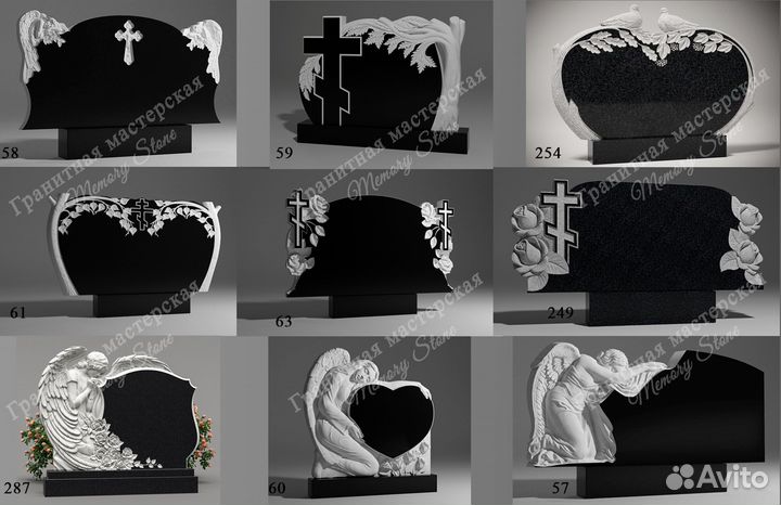 Памятники на могилу, кресты и ангелы из гранита
