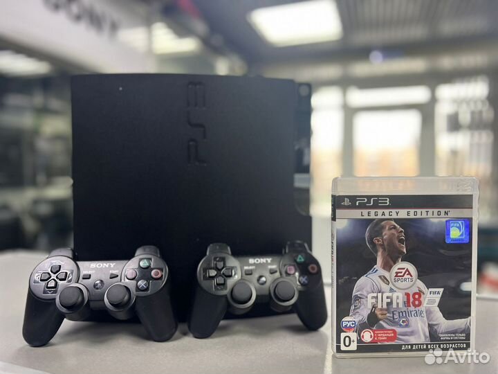 PlayStation 3 Slim 160 с 2 мя геймпадами