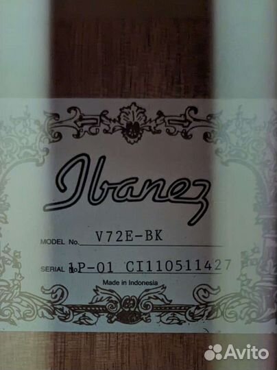 Акустическая гитара Ibanez v72e-bk