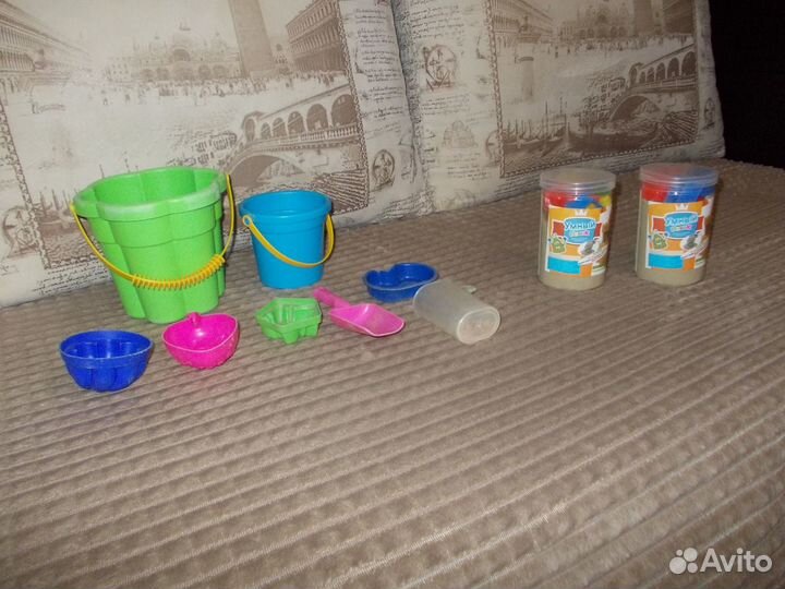 Умный живой песок с формочками 2 шт., ведра +савок
