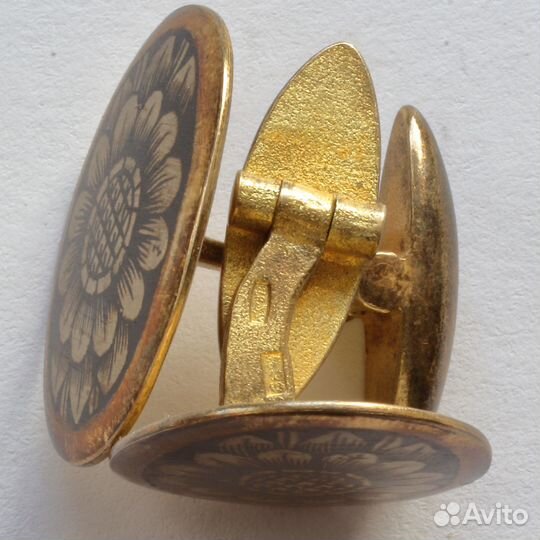 Винтажные запонки из серебра с позолотой СССР. 5