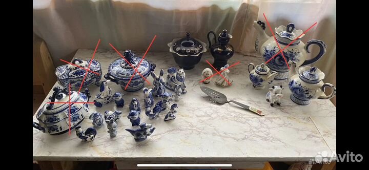 Посуда, фигурки (Гжель, Дулево, Италия,люм)