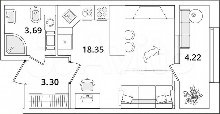 Квартира-студия, 27,5 м², 8/22 эт.