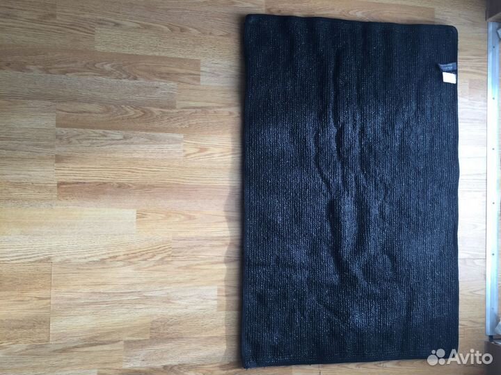 Ковёр Махровы Чёрный Хлопок+ Металнить Сереб/Золот