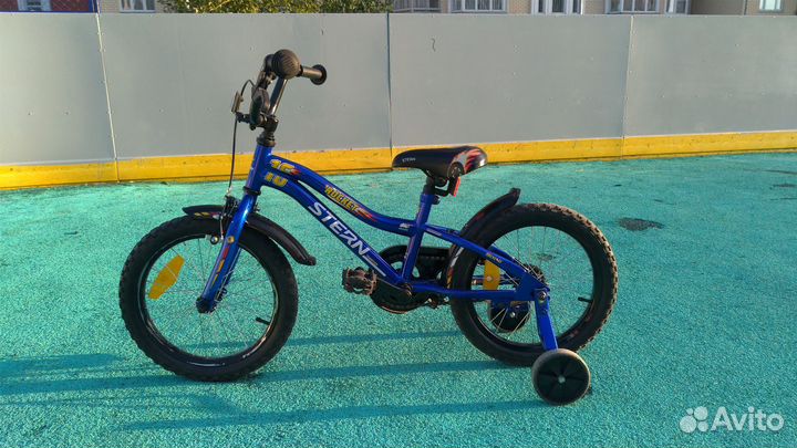Велосипед детский 16 синий 4 колеса Stern Rocket