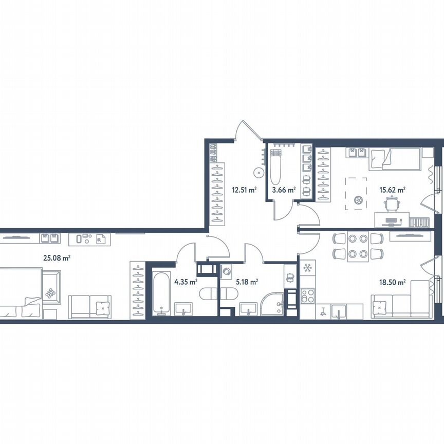 2-к. квартира, 88,9 м², 7/11 эт.