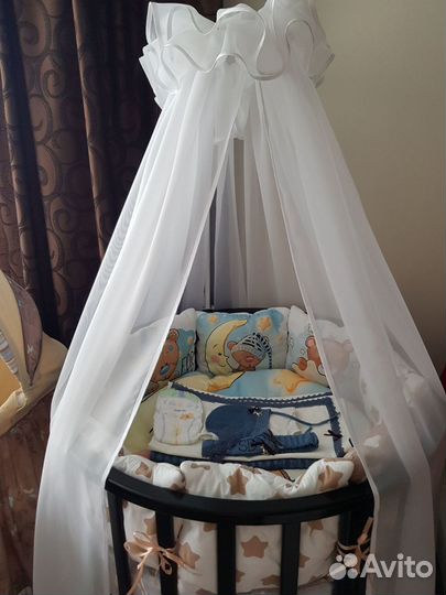 Детская кроватка трансформер круглая