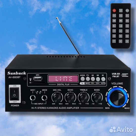 Усилитель Sunbuck AV-660BT c Bluetooth,USB,караоке