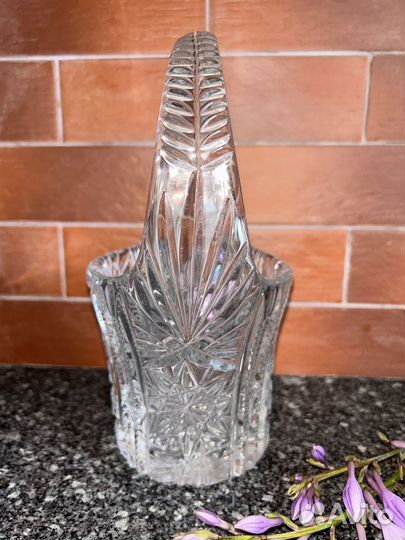 Хрустальная конфетница корзинка СССР большая