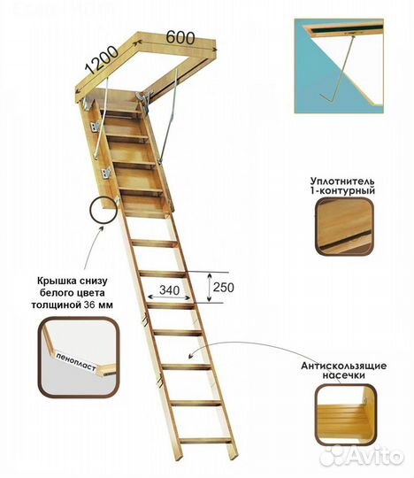 Лестница чердачная Дёке standard 60*120*280 см