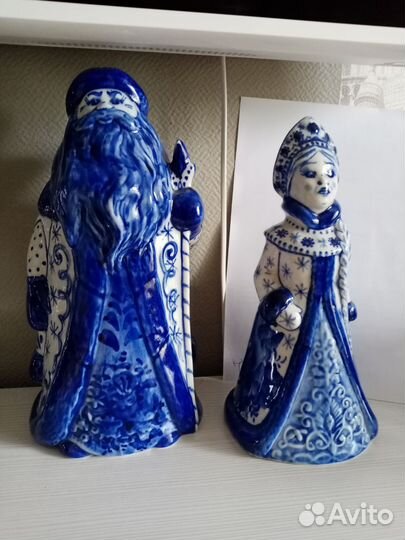 Дед мороз и снегурочка гжель