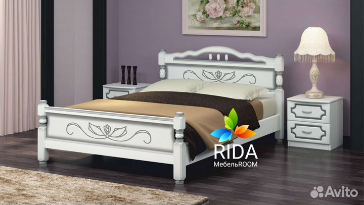 Кровать светлая из массива 160х200