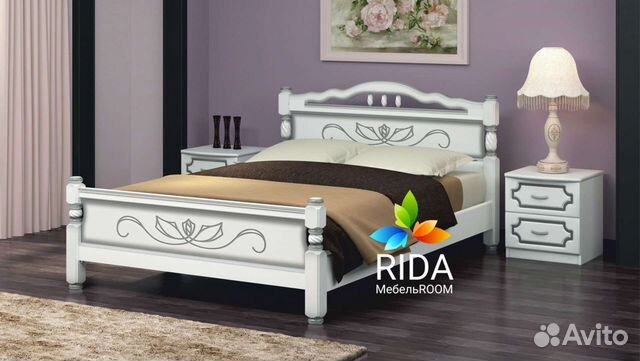 Кровать светлая из массива 160х200