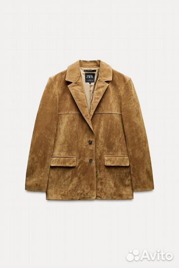 Zara пиджак из натуральной замши