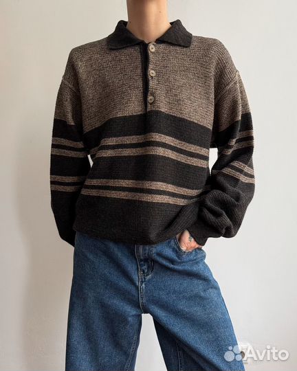 Винтажный поло-джемпер, L