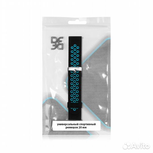 Универсальный спортивный ремешок 20 мм DF (black/b