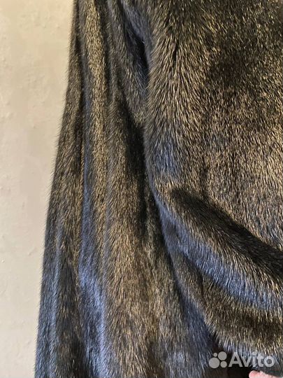 Шуба норковая 46 48 черная с капюшоном