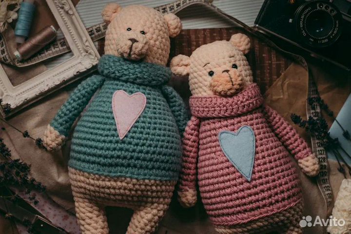 Игрушки вязаные мишки, вязаные медведи из плюша